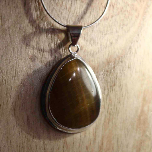 Ganesha Handicrafts, Tiger's Eye Teardrop Gemstone Pendant 925 Sterling Silver, Tiger's Eye Teardrop Gemstone Pendant, 925-Silver Tiger eye model Pendant, Women's New Model Pendant, Womens Modern Pendant, Women's Fashion Pendant.