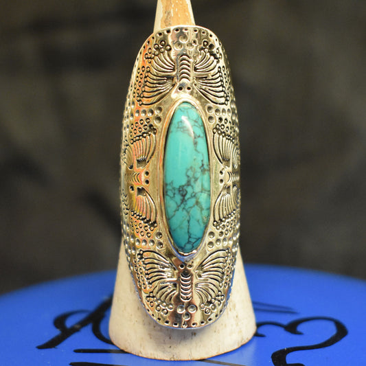 Ganesha Handicrafts, Turquoise Butterfly Detailed Ring, Turquoise Detailed Ring, Turquoise For Women Ring, Women's Trending Ring.