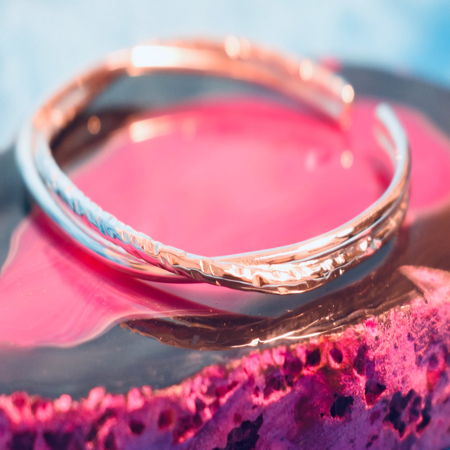 Ganesha Handicrafts, Twisted Hammered and Plain Bangle! (925), Hammered and Plain Bangle, 925-Plain Bangle, Women's New Trending Bangle, Women's Modern Bangle, Stylish Women's Bangle.