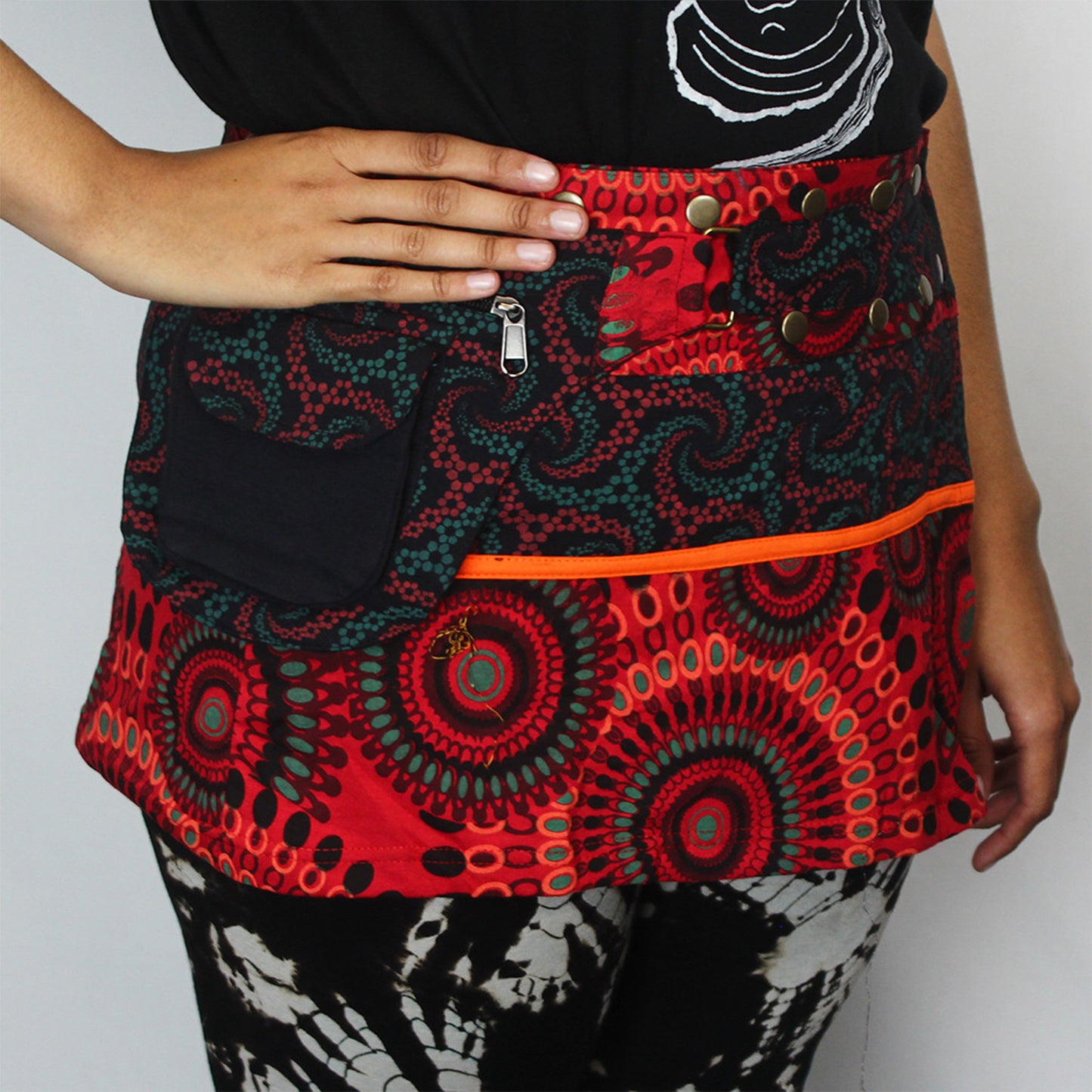 Ganesha Handicrafts, Unisex Festival Utility Bag Skirt, Utility Bag Skirt, Womens Fashion Bag, Modern Unisex Festival Bag skirt, Trending Bag Skirt. Orange Bag Skirt.