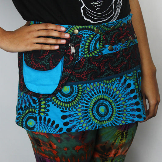 Ganesha Handicrafts, Unisex Festival Utility Bag Skirt, Utility Bag Skirt, Womens Fashion Bag, Modern Unisex Festival Bag skirt, Trending Bag Skirt. Blue Bag Skirt.