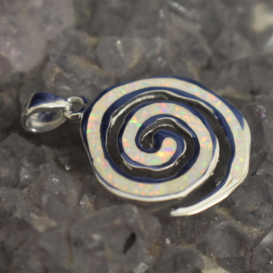 Ganesha Handicrafts, White Cultured Opal Pendant Swirl, Opal Pendant, White Opal Swirl Pendant, Womens Trending Opal Pendant Swirl, New Model Pendant, Womens Modern Pendant, women's Fashion Pendant.