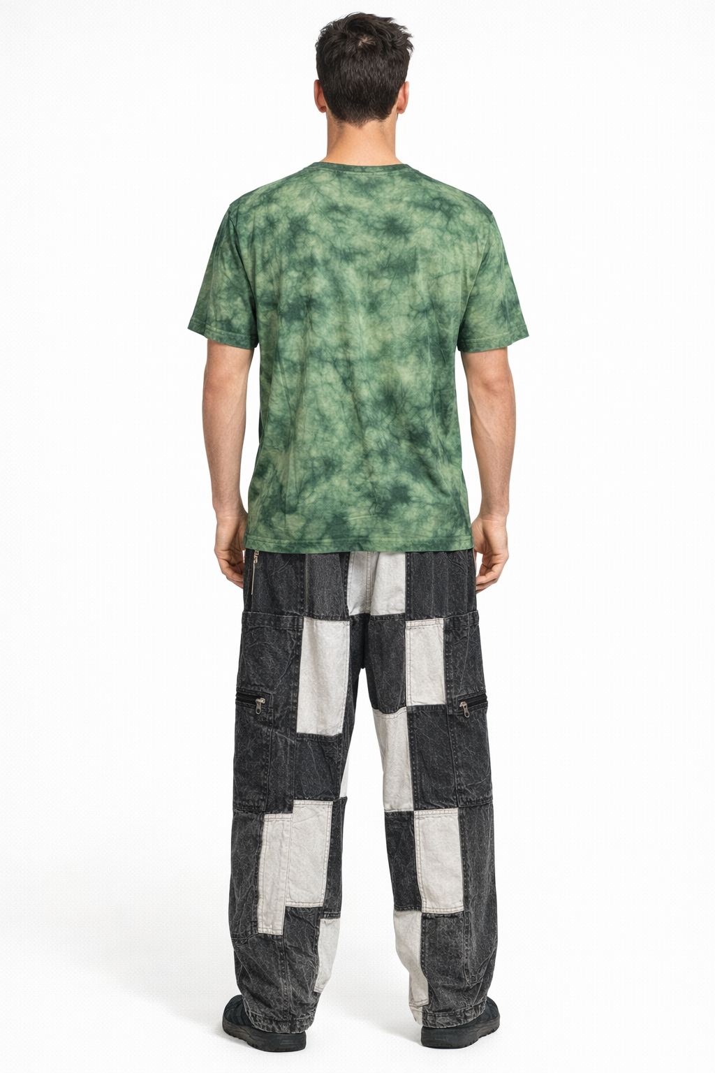 Black and white baggy trousers