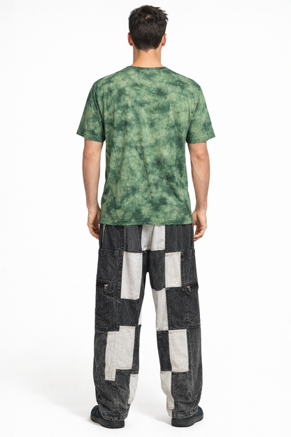 Black and white baggy trousers