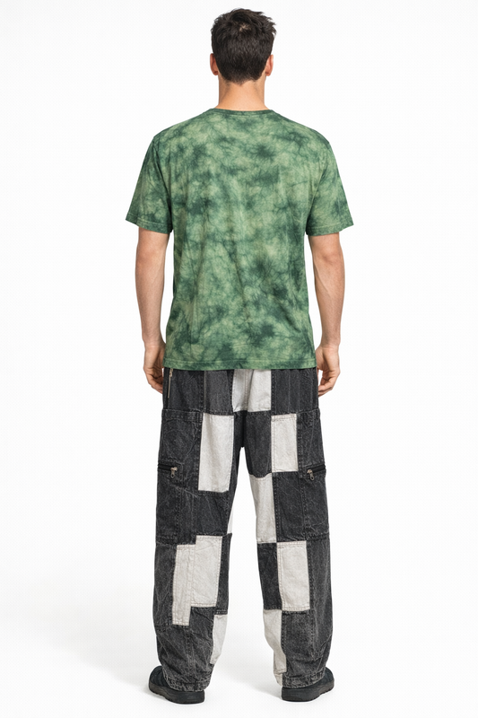 Black and white baggy trousers