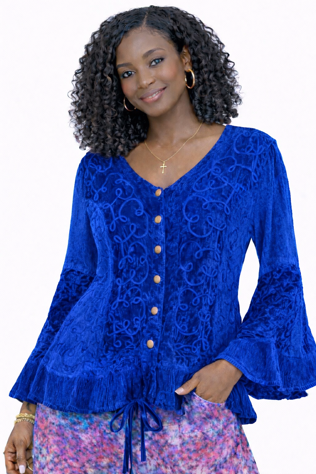Velvet long sleeve top