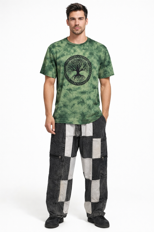 Black and white baggy trousers
