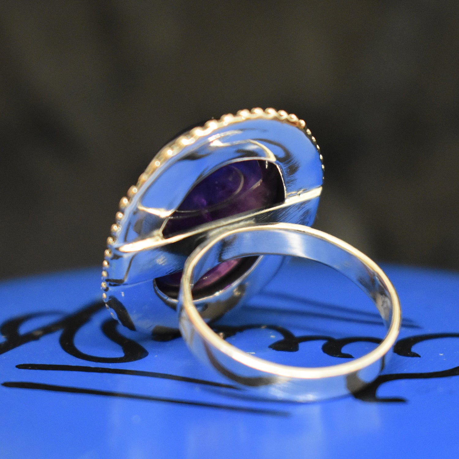Ganesha Handicrafts Dotted Amethyst Ring (925) Sterling Sliver , Amethyst ring , Sliver ring , Sterling sliver ring , Dotted ring , Modern ring , Stylish ring