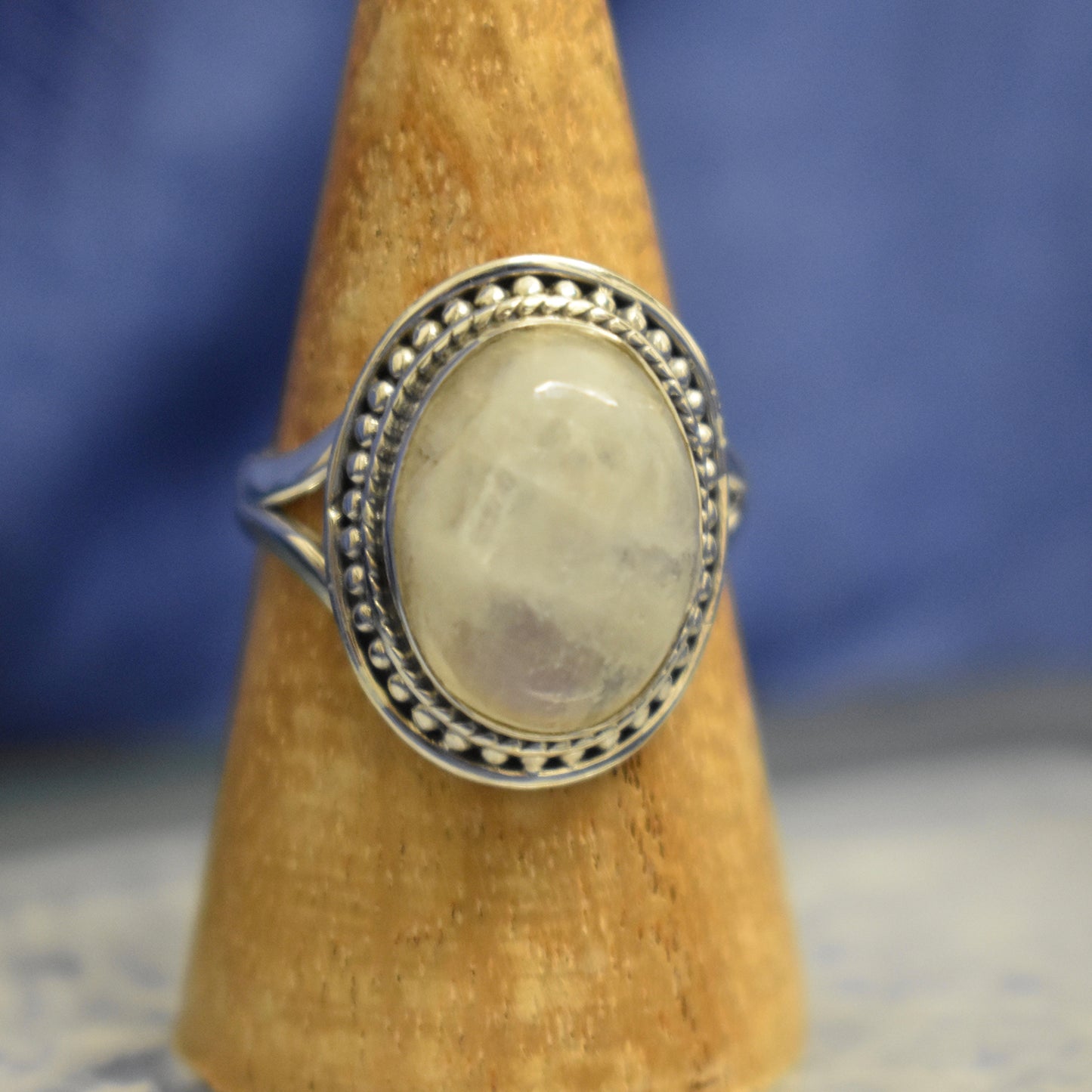 Ganesha Handicrafts Dotted Moonstone Ring Copy , Sterling sliver , Moonstone ring , Stylish ring , Stone ring , Designing ring , Dotted ring