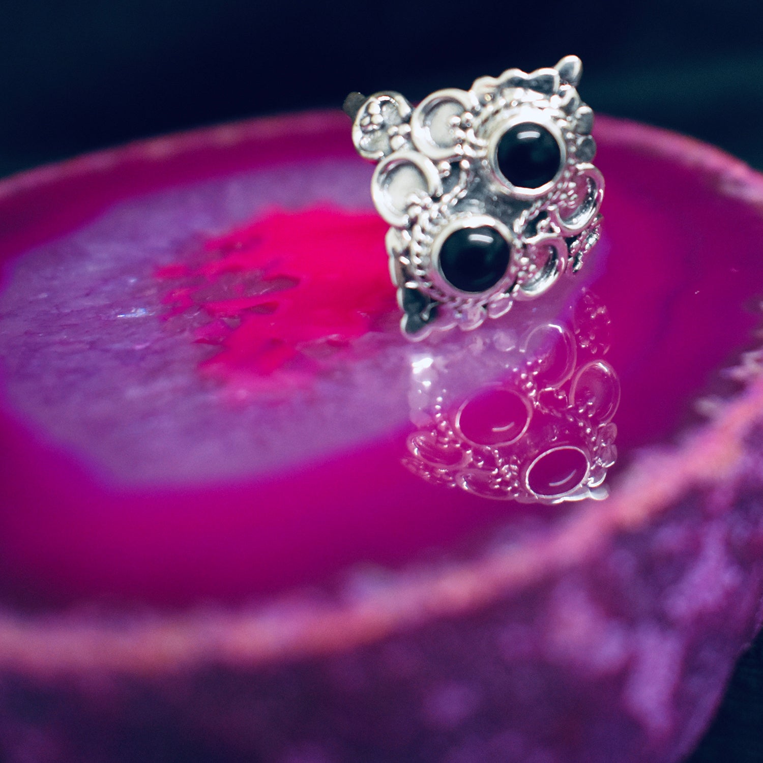 Ganesha Handicrafts Double Onyx Ring (925) Sterling Sliver , Onyx ring , Modern ring , Trending ring , Sterling sliver , Double Onyx ring