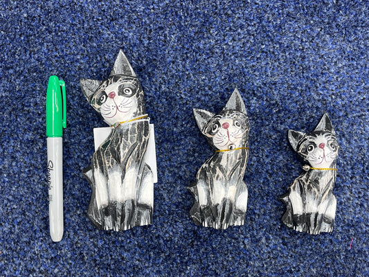 Handmade wooden cats set