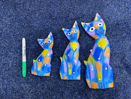 Colorful Handmade Wooden Cats