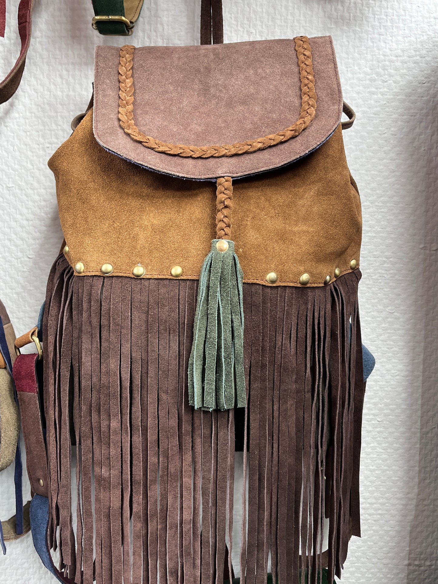 Handmade Leather Fringe Backpack