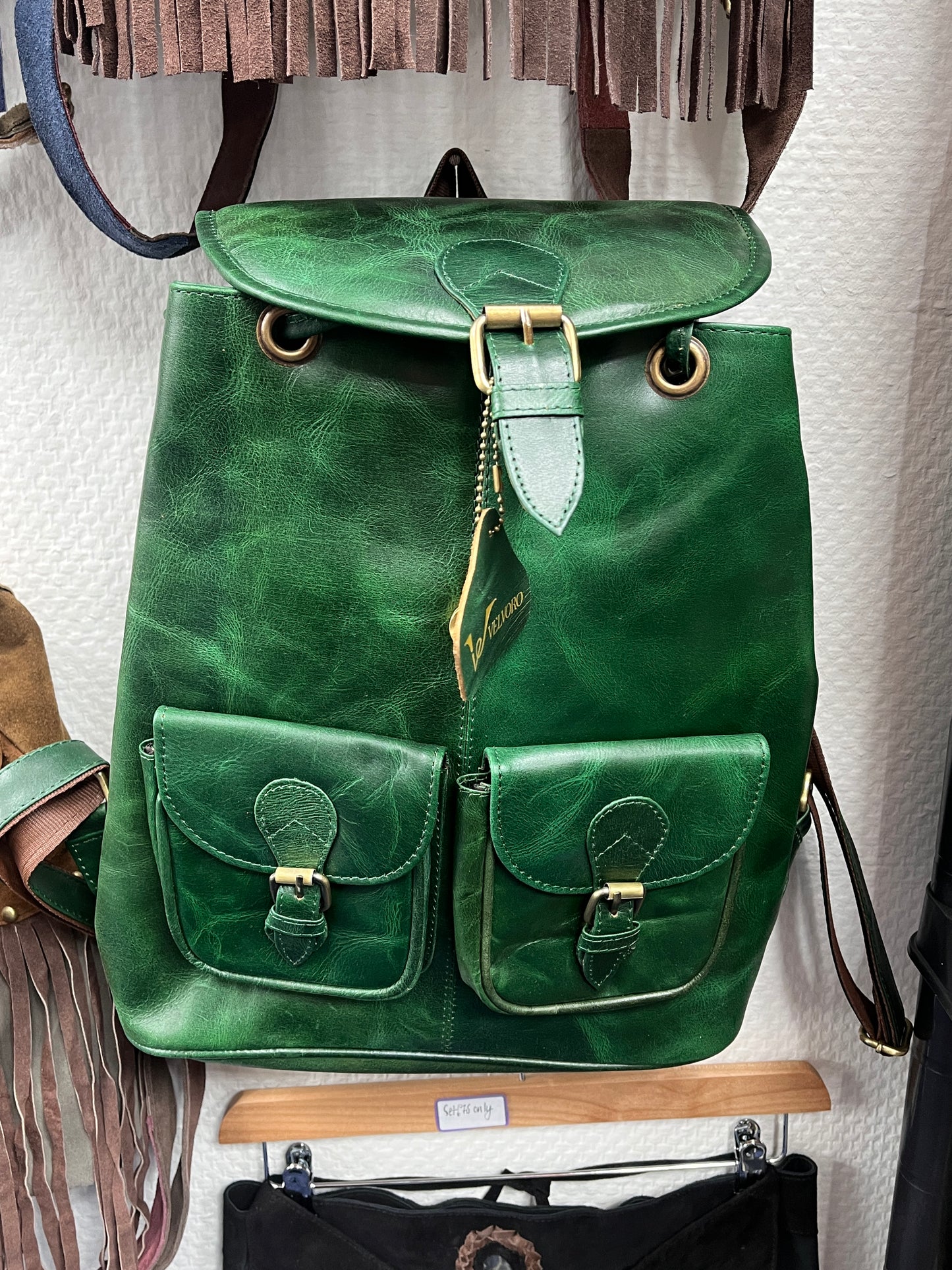 Handmade Leather Fringe Backpack