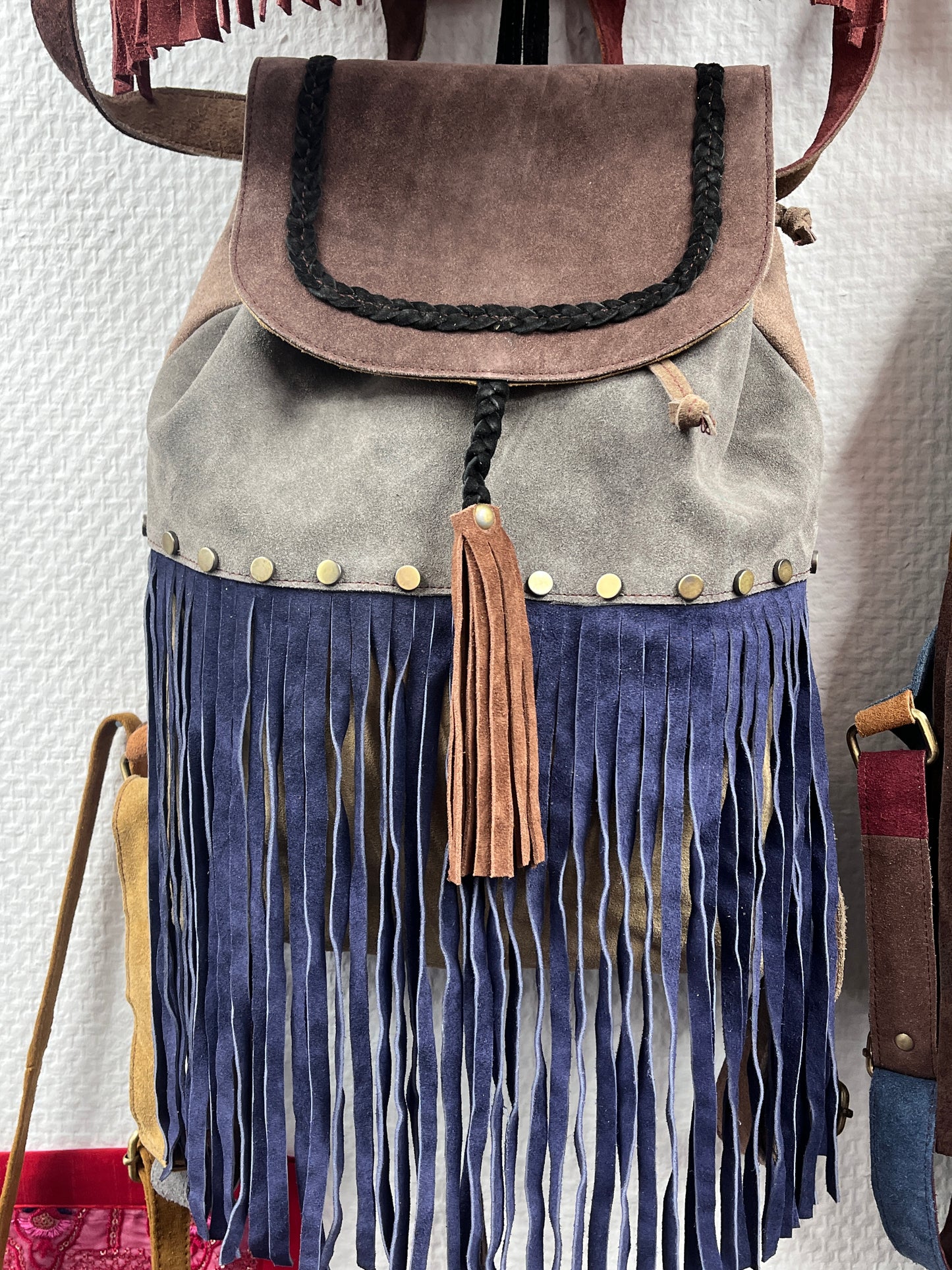 Handmade Leather Fringe Backpack