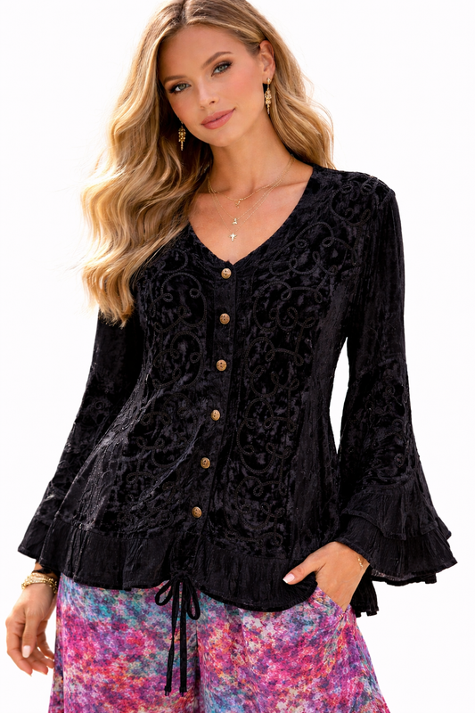 Velvet long sleeve top