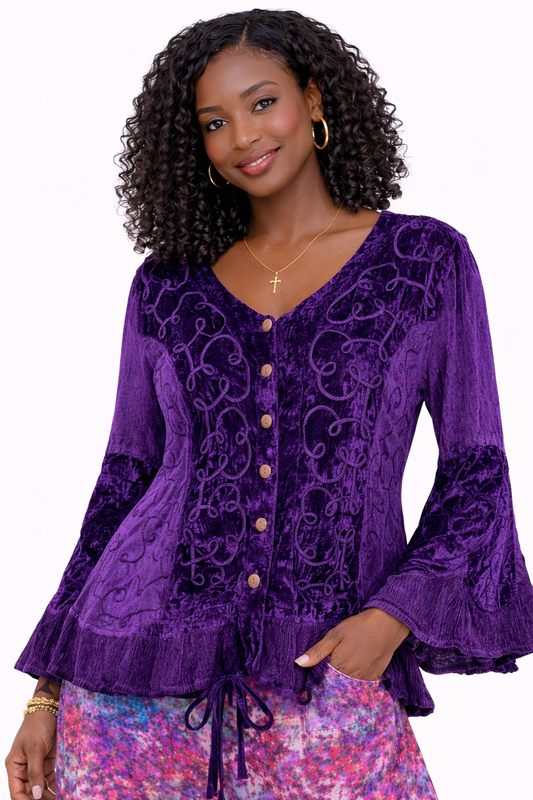 Velvet long sleeve top