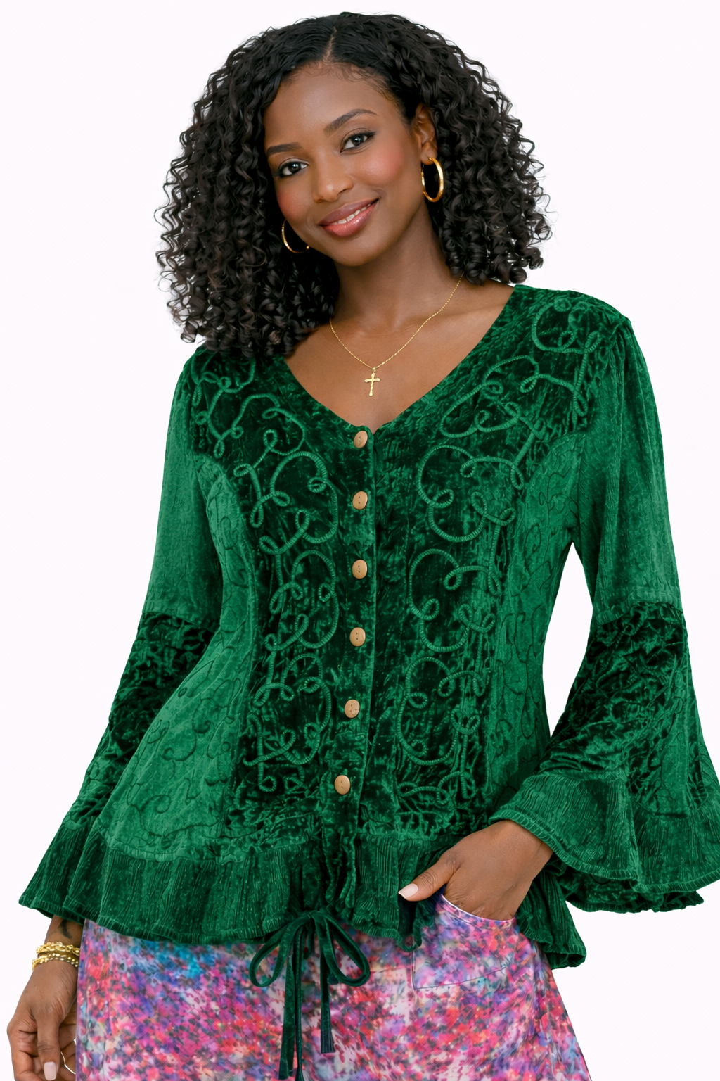 Velvet long sleeve top