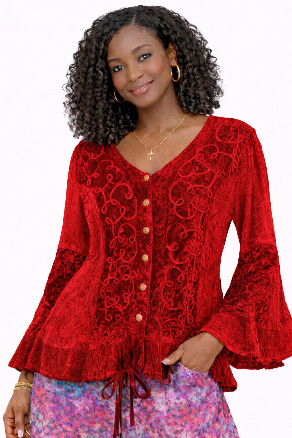 Velvet long sleeve top