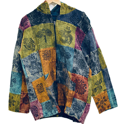 Ganesha Handicrafs Lightweight Patchwork Jacket, Jacket, Patchwork Jacket, Lightweight Jacket, Multicolour Jacket, Printed Jacket, Symbol Design Jacket, Trending Jacket