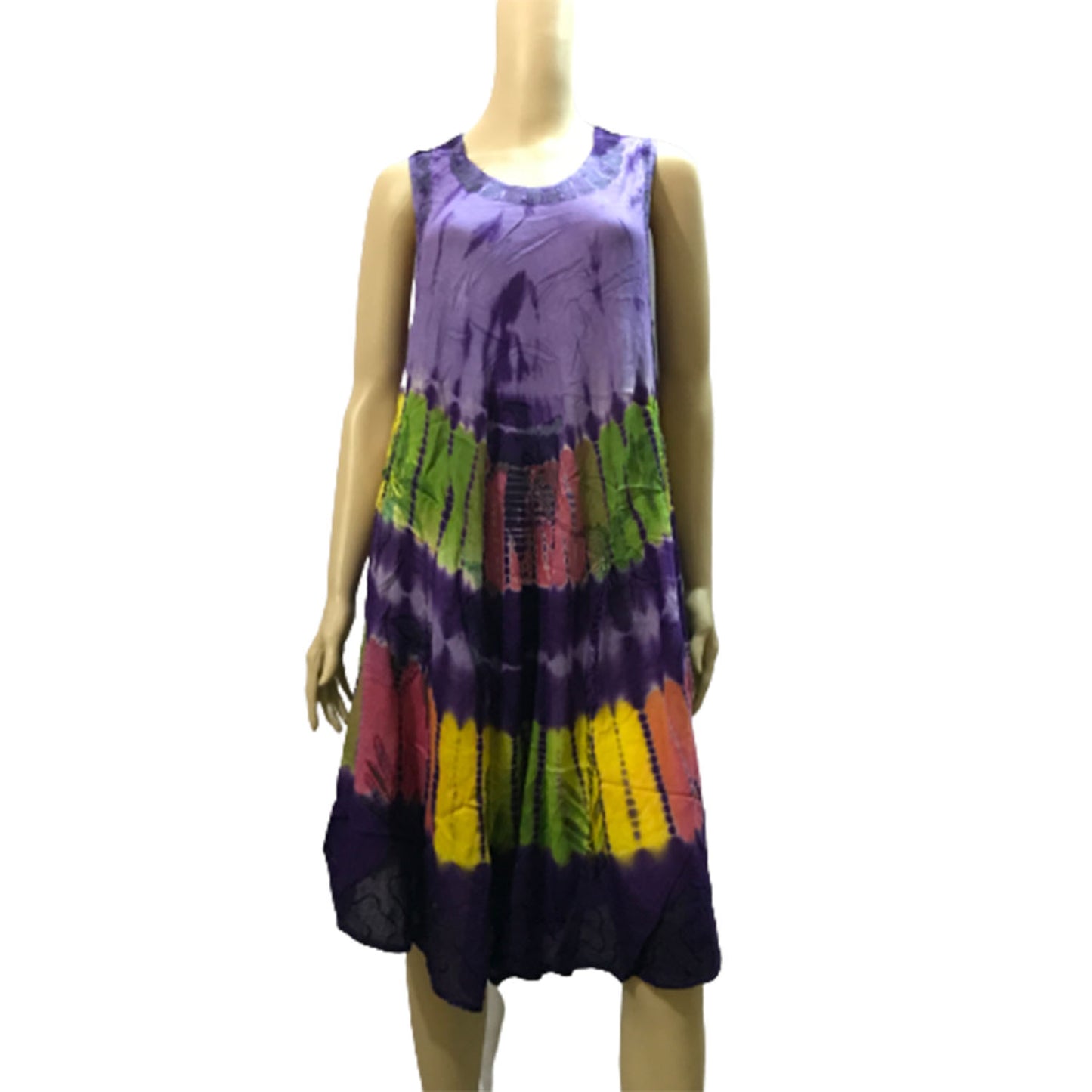 Ganesha Handicrafts Multicoloured Cut Sleeve Flower Print Embroidered Dress, Embroidered Dress, Sleeve Flower Print Dress, Multicoloured Dress, Cut Sleeve, Flower Print Dress, Multicoloured Sleeve