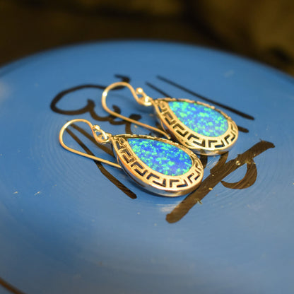 Ganesha Handicrafts Opal teadrop earrings (925) Sterling sliver , Goldish earrings , Teadrop earrings , Stylish earrings , Modern earrings , Opal earrings 