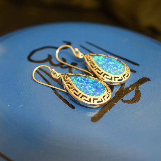 Ganesha Handicrafts Opal teadrop earrings (925) Sterling sliver , Goldish earrings , Teadrop earrings , Stylish earrings , Modern earrings , Opal earrings 