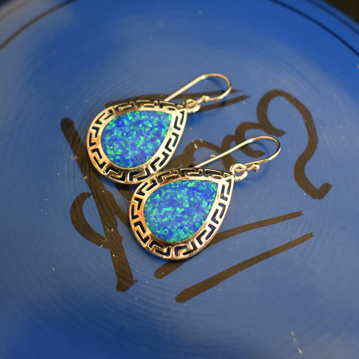 Ganesha Handicrafts Opal teadrop earrings (925) Sterling sliver , Goldish earrings , Teadrop earrings , Stylish earrings , Modern earrings , Opal earrings