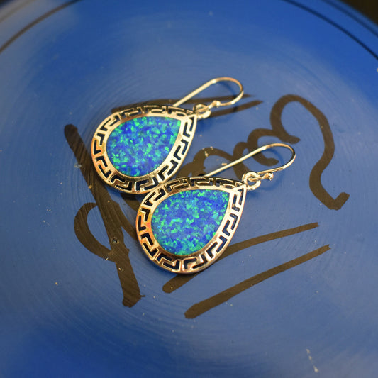 Ganesha Handicrafts Opal teadrop earrings (925) Sterling sliver , Goldish earrings , Teadrop earrings , Stylish earrings , Modern earrings , Opal earrings