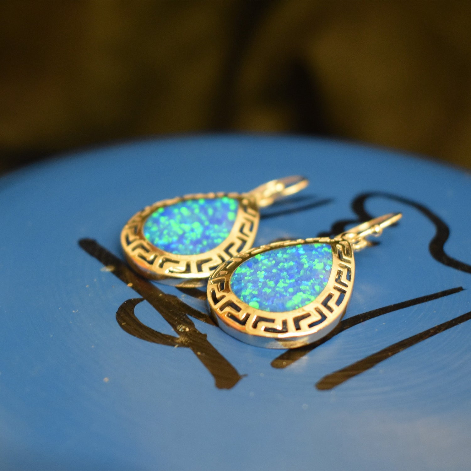 Ganesha Handicrafts Opal teadrop earrings (925) Sterling sliver , Goldish earrings , Teadrop earrings , Stylish earrings , Modern earrings , Opal earrings