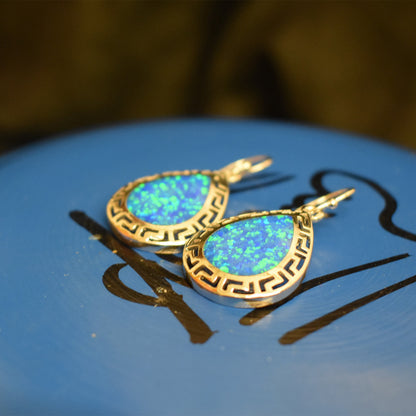 Ganesha Handicrafts Opal teadrop earrings (925) Sterling sliver , Goldish earrings , Teadrop earrings , Stylish earrings , Modern earrings , Opal earrings