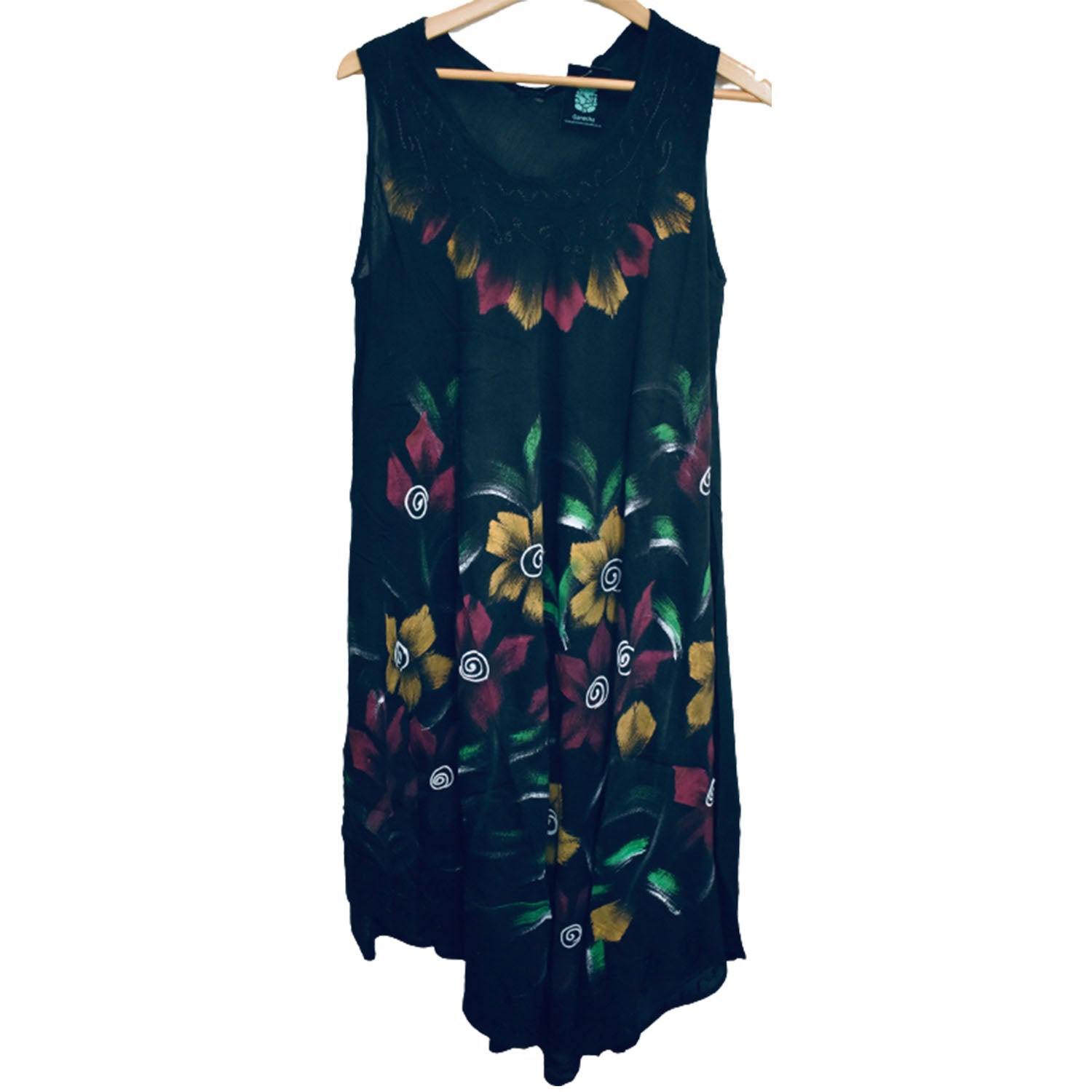 Ganesha Handicrafts Summer Dress, Dress, Summer Suit, Multicolour Summer Dress, Flower Design Summer Dress, Summer Sleeve, Black Dress