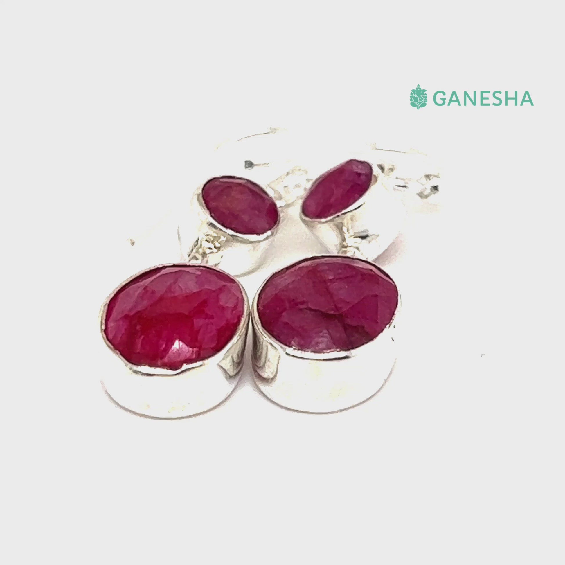 Ganesha Handicrafts, Faceted Ruby Double Drop Earrings, Ruby Double-Drop Silver Earrings, 925 Sterling Silver Earrings, Double Drop Earrings, Women's Double Drop Silver Earrings.  