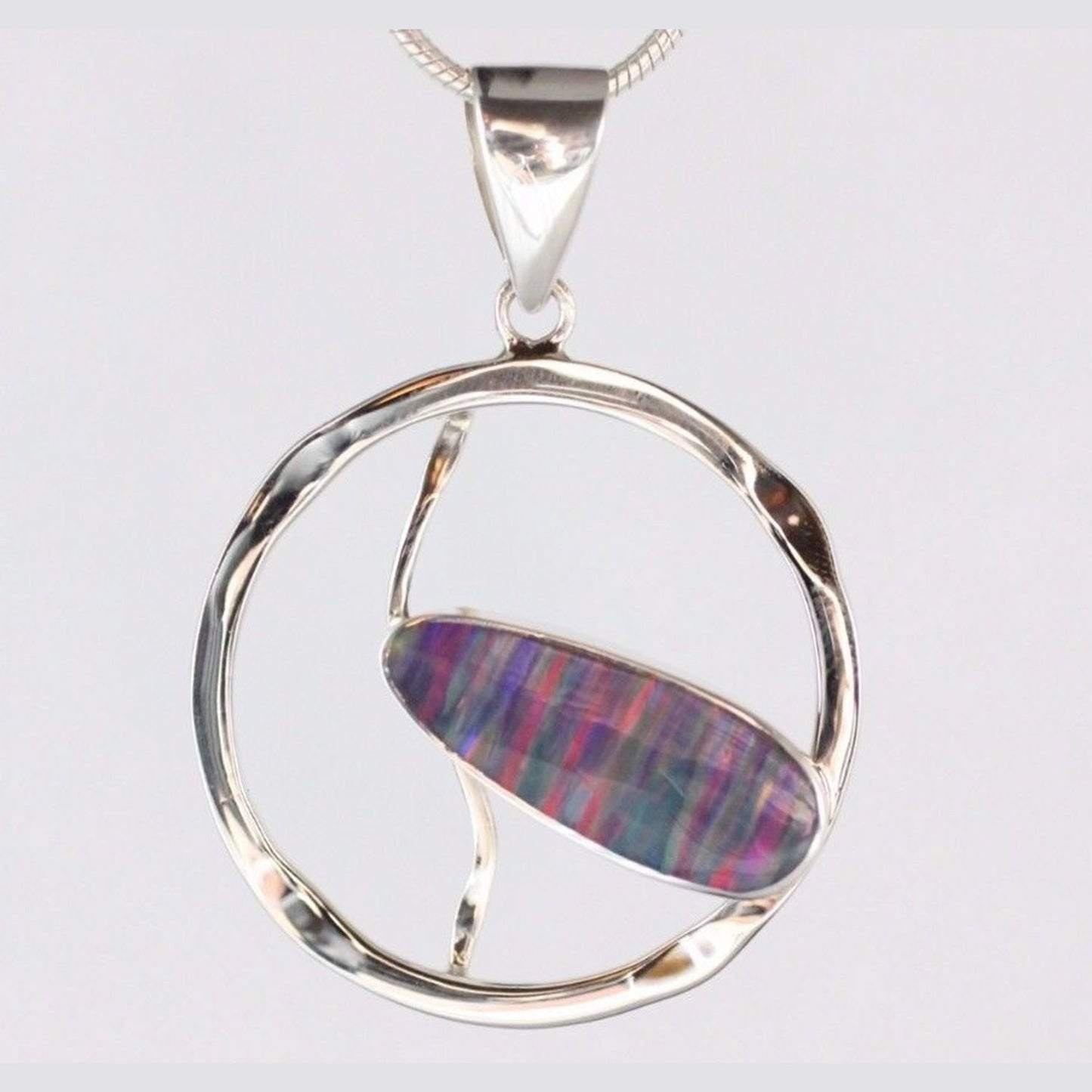 Ganesha Handicrafts- AAA Japanese Cultured Opal Pendant, Ganesha Handicrafts-925 Sterling Silver Necklace Jewellery, Womens-AAA Japanese Cultured Purple Open Pendant, Womens-925 Sterling Silver Necklace Jewellery, Fashion for AAA Japanese Culutrd Purple Opal Pendant 925 Sterling Silver Necklace Jewellery.