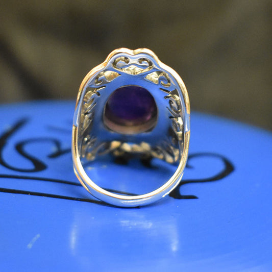 Ganesha Handicrafts-Amethyst Vintage Set Ring, Vintage Set Ring, Amethyst Ring, Amethyst Set Ring, Womens Ring, Womens Fashion Ring.