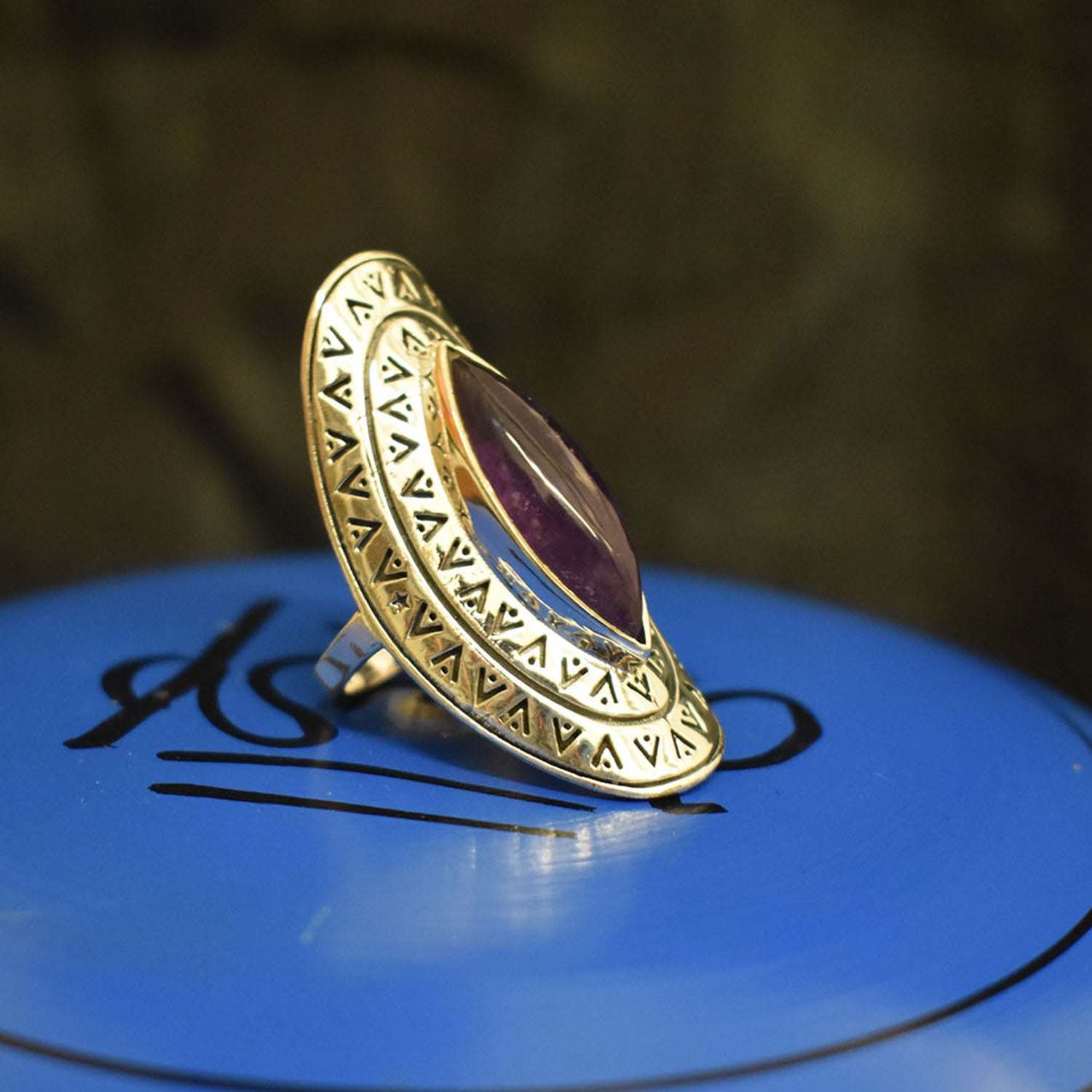 Ganesha Handicrafts, Arrow Inlay Amethyst Ring, Amethyst Ring, Arrow Inlay Ring, Women's Fashions Rings, New Trending Women's Ring..  