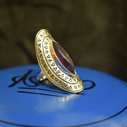 Ganesha Handicrafts, Arrow Inlay Amethyst Ring, Amethyst Ring, Arrow Inlay Ring, Women's Fashions Rings, New Trending Women's Ring..  