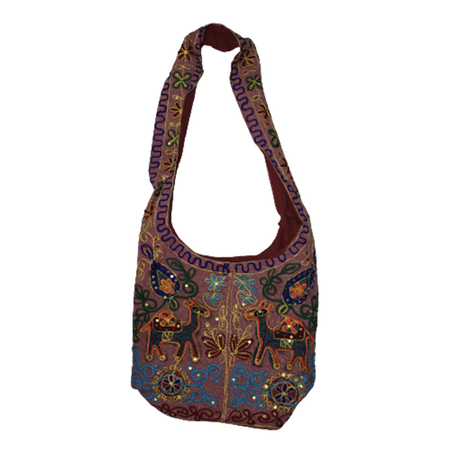 Ganesha Handicrafts, Embroidered Cotton Silk Sling Bag, Beautiful Animal Print Embroidered Cotton & Silk Sling Bag, Womens Beautiful Animal Print Embroidered Cotton & Silk Sling Bag, Womens-Fashion Bags, Silk Sling Bag.