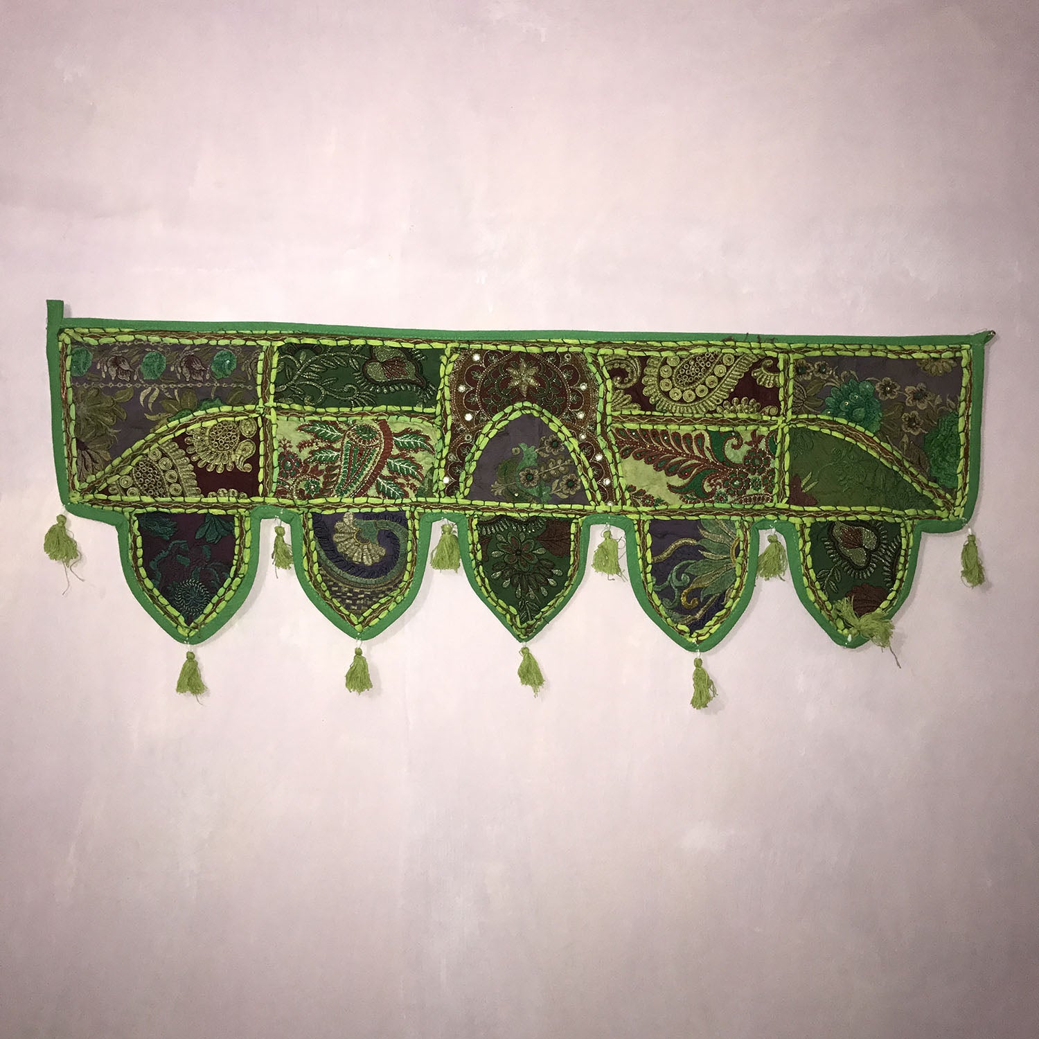 Ganesha Handicrafts, Beautiful Indian Style Door Hanging, Door Hanging, Indian Style Door  Hanging, Traditional Door Hanging.  Dark Green Colour Door Hanging. 