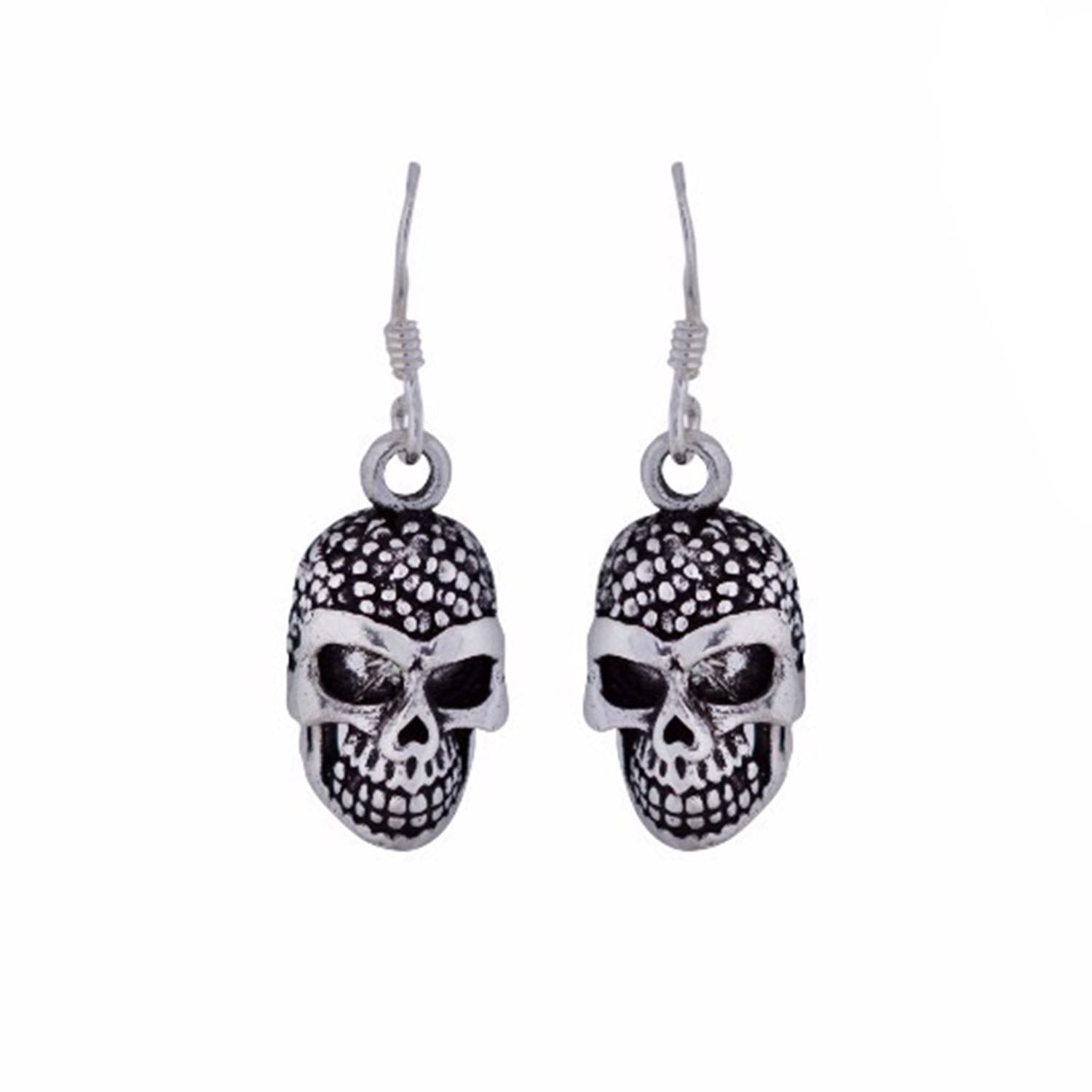 Ganesha Handicrafts, Beautiful Skull Shape Silver Earrings, 925 sterling Silver, Skull Shape Silver Earrings, Modern Silver Earrings. new trend Silver Earring, Sterling Silver.