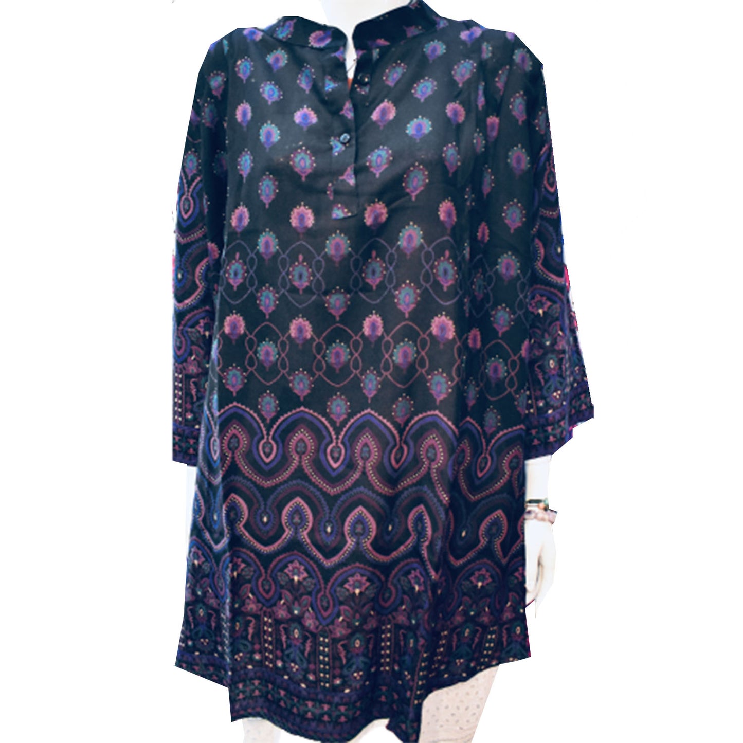 Ganesha Handicraft Black Paisley style Dress, Black Dress, Style Balck Women Dress, Western Top, Collar Top, Girls Dress