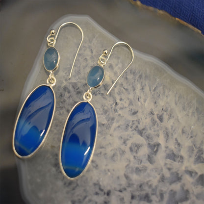 Ganesha Handicrafts, Blue Agate Earrings, Blue Earrings, Blue Agate, Agate Earrings, Womens Fashion Agate Earrings, Womens traditional Earrings.