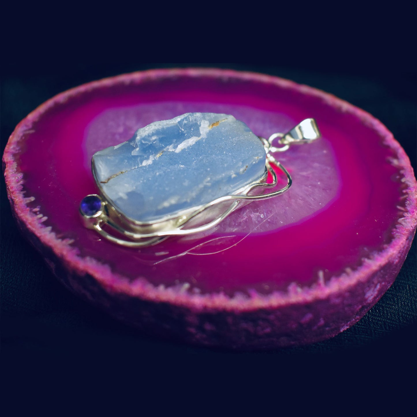 Ganesha Handicrafts, Blue Chalcedony Pendant(925), 925-Blue Chalcedony Pendant, Womens Fashion Chalcedony Pendant.