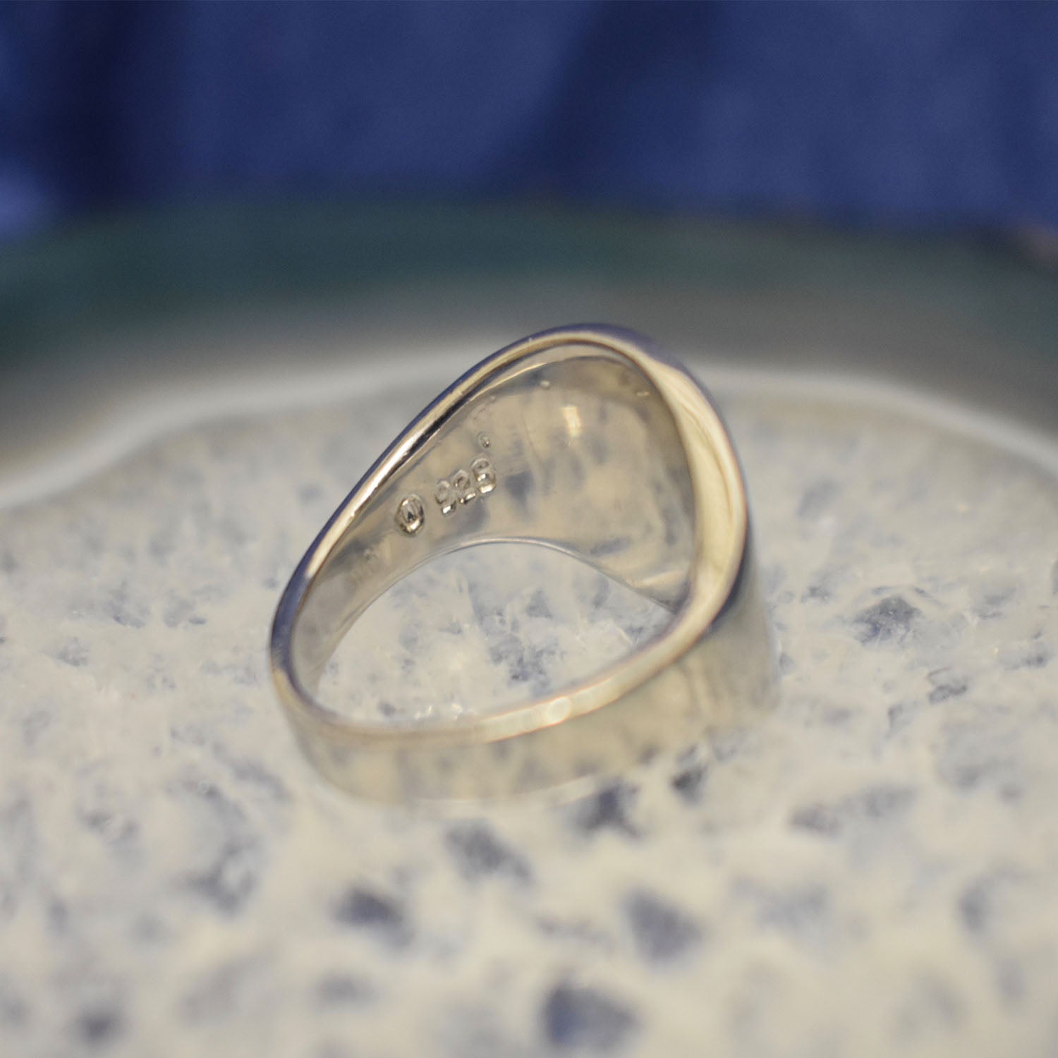 Ganesha Handicrafts, Blue Cultured Opal Ring, Blue Opal Ring, Women's Fashion Ring, Cultured Ring, Traditional Women's Ring. 
