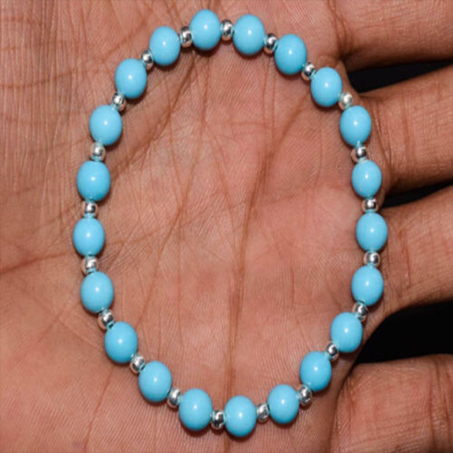 Ganesha Handicrafts, Blue Howlite Bracelet, Blue Bracelet, Howlite Bracelet, Women's Trending Bracelet.