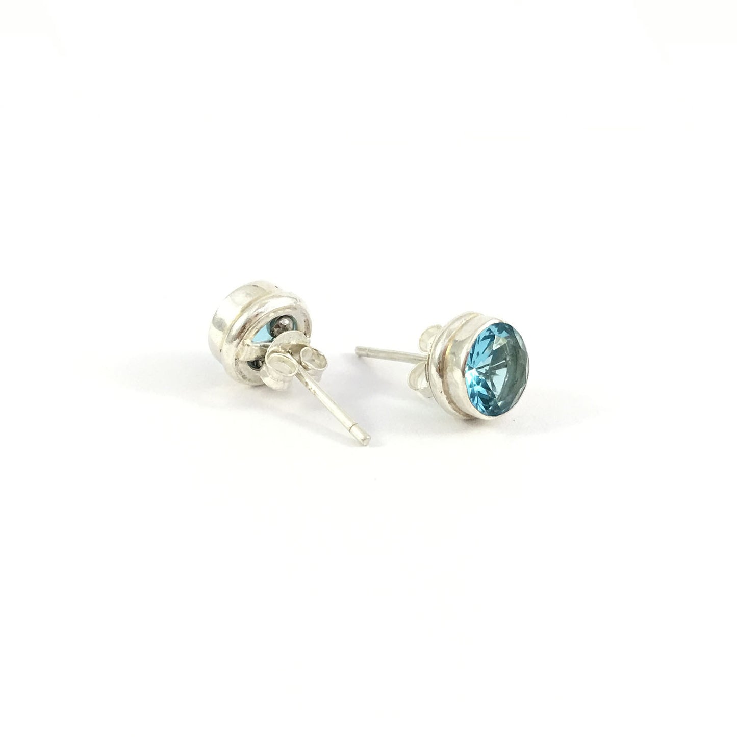 Ganesha Handicrafts, Blue Topaz Unisex Stud Earrings | 925 Sterling Silver, Womens 925 Sterling Silver, Fashion for Women's Stud Earrings, Unisex Stud Earrings, Trending For Women's Stud Earrings.