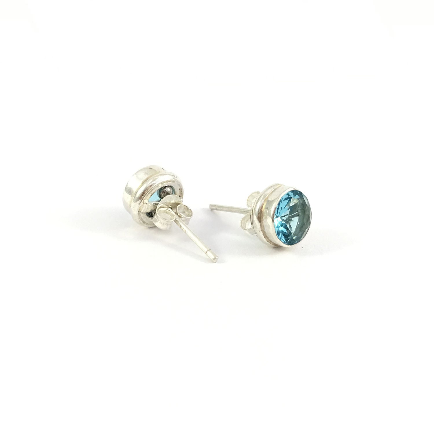 Ganesha Handicrafts, Blue Topaz Unisex Stud Earrings | 925 Sterling Silver, Womens 925 Sterling Silver, Fashion for Women's Stud Earrings, Unisex Stud Earrings, Trending For Women's Stud Earrings.
