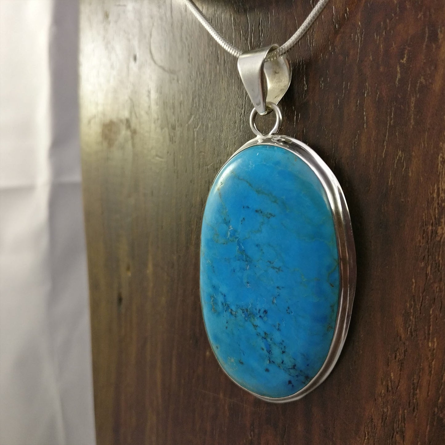 Ganesha Handicrafts, Blue Turquoise Long Pendant | 925 Sterling Silver, Women's 925 Sterling Silver, Trending foe womens Long Pendant, Blue Pendant. 