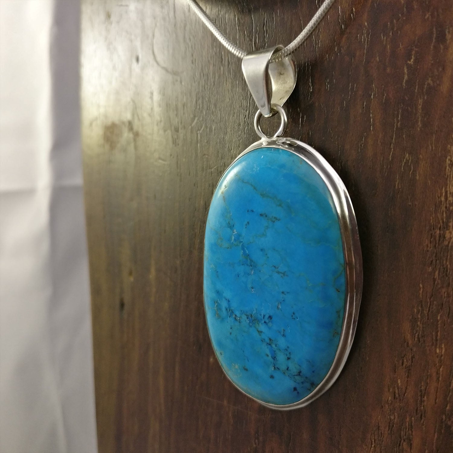 Ganesha Handicrafts, Blue Turquoise Long Pendant | 925 Sterling Silver, Women's 925 Sterling Silver, Trending foe womens Long Pendant, Blue Pendant. 