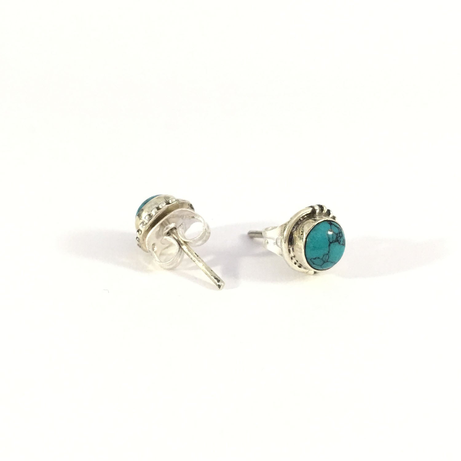 Ganesha Handicrafts, Blue Turquoise Unisex Stud Earring | 925 Sterling Silver, Womens-Blue Turquoise Unisex Stud Earring, Fashion 925 Sterling Silver, Blue Stud Earring, Traditional Stud Earring.